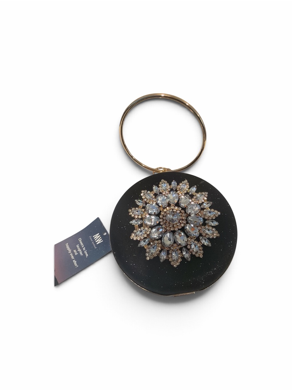 Black Crystal-Embellished Bangle Card Holder
